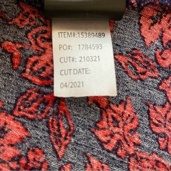 Torrid Red Blue Babydoll Gauze Crochet Trim Lace Up Floral Boho Top Size 4 - Picture 12 of 15